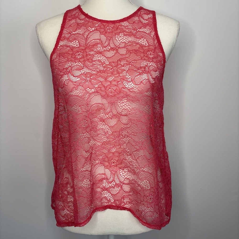 Victoria's Secret Mesh Lace Sheer Top Layering‎ Asymmetrical Open Back Coquette